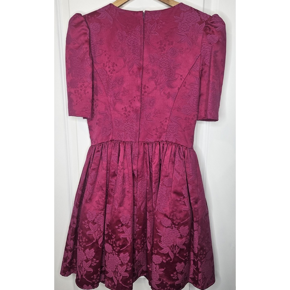 Jessica McClintock Fuchsia Floral Jacquard Mini Dress - Picture 5 of 15